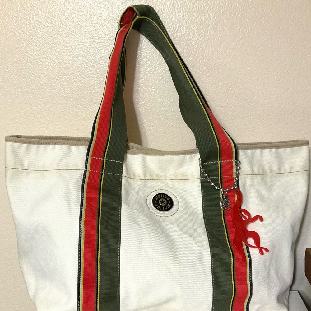 Kipling Canvas Lg Tote & Removable Pouch Cream